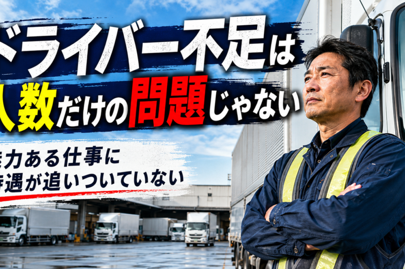 【最新調査】「続けたいが6割、給料アップなしも6割」の矛盾。ドライバー不足は人手ではなく“仕組み”の不足だ