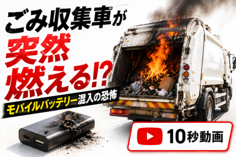 【ショート動画】ごみ収集車が突然燃える!? モバイルバッテリー混入の恐怖