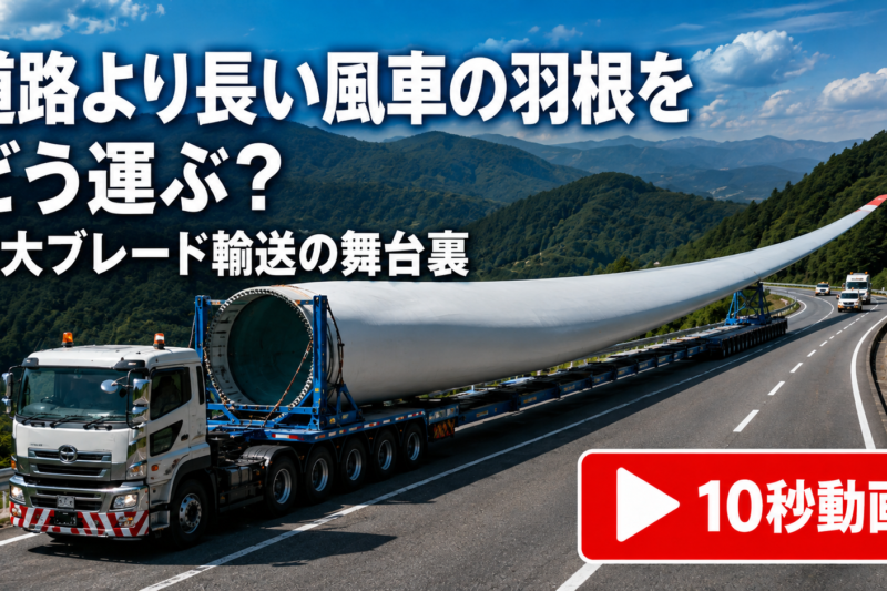 【ショート動画】道路より長い!? 巨大な風車の羽根はどうやって運ぶ？