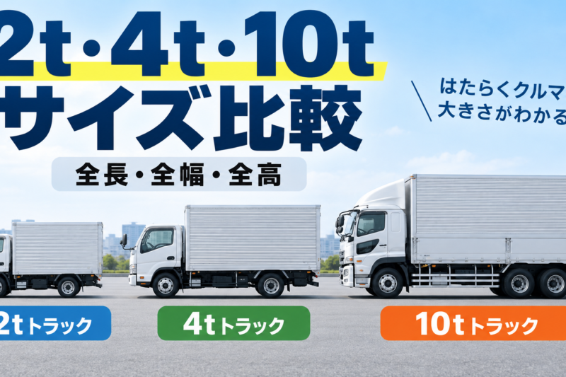 2t・4t・10tトラックのサイズ一覧｜全長・全幅・全高を比較