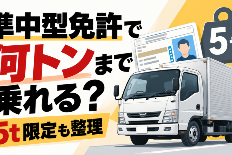 準中型免許で何トンまで乗れる？5t限定も整理