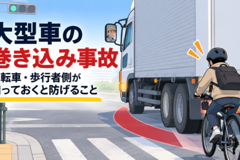 大型車の巻き込み事故、自転車・歩行者側が知っておくと防げること